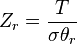 Z_r = \frac{T}{\sigma\theta_r}