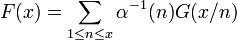 F(x) = \sum_{1 \le n \le x}\alpha^{-1}(n)G(x/n)