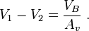  V_1-V_2 = \frac {V_B}{A_v} \ .
