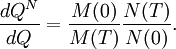 \frac {
dQ^N}
{
dQ}
= \frac {
M (0)}
{
M (T)}
\frac {
N (T)}
{
N (0)}
.