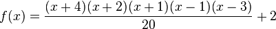 f(x)={(x+4)(x+2)(x+1)(x-1)(x-3)\over 20}+2