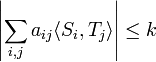 \left|
\sum_ {
mi, j}
a_ {
ij}
\langle S_i, T_j \rangle \right|
\le k