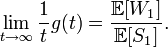 \lim_ {
t \to\infty}
\frac {
1}
{
t}
g (t) = \frac {
\matb {
E}
[W_1]}
{
\matb {
E}
[S_1]}
.