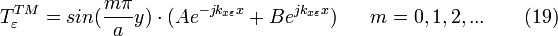 T_ {
\varepsilon}
^ {
TM}
peko (\frac {
m\pi}
{
}
y) \cdot (Ae^ {
jk_ {
ks\varepsilon}
x}
+Be^ {
jk_ {
ks\varepsilon}
x}
)
'\' 