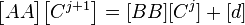  \begin{bmatrix}AA\end{bmatrix}\begin{bmatrix}C^{j+1}\end{bmatrix}=[BB][C^{j}]+[d]