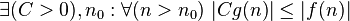 \exists (C>0), n_0 : \forall (n>n_0) \; |Cg(n)| \leq |f(n)|