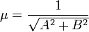 \mu=\frac{1}{\sqrt{A^2+B^2}}