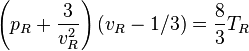 \left(p_R + \frac{3}{v_R^2}\right)(v_R - 1/3) = \frac{8}{3} T_R