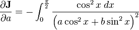 \frac {
\partial \tekstbf J}
{\partial}
\int_0^ {
\frac {
\pi}
{2}
}
\frac {
\kos^2 'x\' 