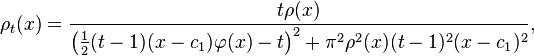 \rho_ {
t}
(x) \frac {
t\rho (x)}
{\left (\tfrac {
1}
{2}
(t) (x-c_1) \varfi (x) t\right) ^2+\pi^2\rho^2 (x) (t)^ 2 (x-c_1)^ 2}
,