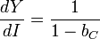 \frac{dY}{dI} = \frac{1}{1 - b_C}