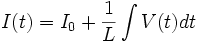 I(t) = I _0 +\frac{1}{L} \int V(t) dt