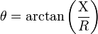 \theta = \arctan{\left(\frac{\Chi}{R}\right)}