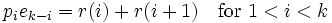 p_ie_{k-i}=r(i)+r(i+1)\quad\mbox{for }1<i<k