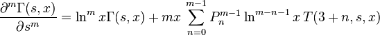 
\frac{\partial^m \Gamma (s,x) }{\partial s^m} = \ln^m x \Gamma (s,x) + m x\,\sum_{n=0}^{m-1} P_n^{m-1} \ln^{m-n-1} x\,T(3+n,s,x)
