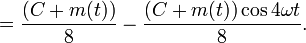 \frac { ({( 8} - \frac { (C+m (t)) \kos 4\omega t} {8} . Post filtrado la komponento bazita ĉirkaŭ cos (<i> 4ωt</i>) kaj la Dc-komponento C, la origina mesaĝo estos retrovita.