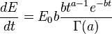 \frac {
DE}
{dt}
= E_0b \frac {
bt^ {
a}
e^ {
bt}
}
{\Gamma ()}