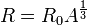 R = R_0 A^{frac{1}{3}}