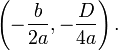 \left (-\frac{b}{2a},-\frac{D}{4a}\right ).