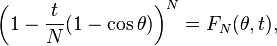 \left (1 \frac {
t}
{
N}
(1 - \koj \theta) \right)^ n = F_N (\theta, t),