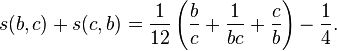 s (b, c) +s (c, b) \frac { 1} { 12} \left (\frac { b} { c} +\frac { 1} { bc} +\frac { c} { b} \right) \frac { 1} { 4} .