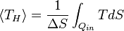 \langle T_H \rangle = \frac{1}{\Delta S} \int_{Q_{in}} TdS 