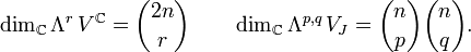 \dim_ {
\matb C}
\Lambda^ {
r}
'\' 