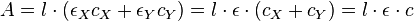 A = l\cdot (\epsilon_{X} c_{X} + \epsilon_{Y} c_{Y} )=l\cdot\epsilon \cdot (c_{X} + c_{Y} )=l\cdot\epsilon\cdot c