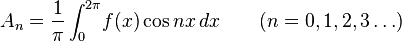 A_ {
n}
\frac {
1}
{
\pi}
\displaistile\int^ {
2 \pi}
'_0\' 