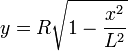 y = R \sqrt {
1 - {
ks^2 \over L^2}
}