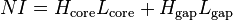 NI = H_{\mathrm{core}} L_{\mathrm{core}} + H_{\mathrm{gap}} L_{\mathrm{gap}}\,