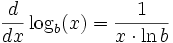 \frac{d}{dx}\log_b(x) =\frac{1}{x \cdot \ln b} 