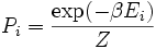 P_i = frac{exp(-eta E_i)}{Z}