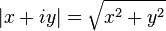 \left|x+iy\right| = \sqrt{x^2+y^2}