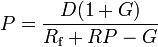 P \frac {
D (1+G)}
{
R_ {
\tekst {
f}
}
RP-G}