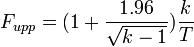  F_{upp}=(1+\frac{1.96}{\sqrt{k-1}}) \frac{ k}{T}