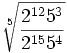 sqrt[5]frac{2^{12}5^3}{2^{15}5^4}