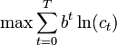 \max \sum_{t=0}^T b^t \ln(c_t)