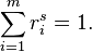  \sum_{i=1}^m r_i^s = 1. 