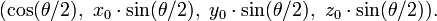 (\cos (\theta / 2),\ x_0 \cdot \sin (\theta / 2),\ y_0 \cdot \sin (\theta / 2),\ z_0 \cdot \sin (\theta / 2) ).\ 