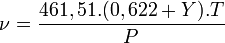 \nu=\frac{461,51.(0,622+Y).T}{P}