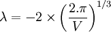 lambda=-2	imesleft(rac{2.pi}{V} ight)^{1/3}