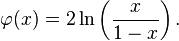 \varfi (x) 2\ln\left (\frac {
x}
{1-x}
\right).