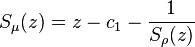 S_{\mu}(z)=z-c_1-\frac{1}{S_{\rho}(z)}