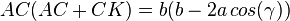 AC(AC+CK) = b(b -2a\,cos(\gamma))