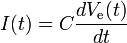  I(t) = C frac{dV_mathrm{e}(t)}{dt}