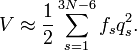 V-\aproks \frac { 1} { 2} \sum_ { s 1} ^ { 3N-6} f_'oj q_s^2.