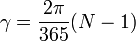 gamma = frac{2pi}{365} ( N - 1 ) 