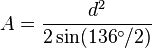 A = \frac{d^2}{2 \sin(136^{\circ}/2)}