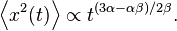 \left\langle ks^2 (t) \right\rangle\proptot^ {
(3 \alpha-\alpha \beta)/2 \beta}
. Vidu ankaŭ